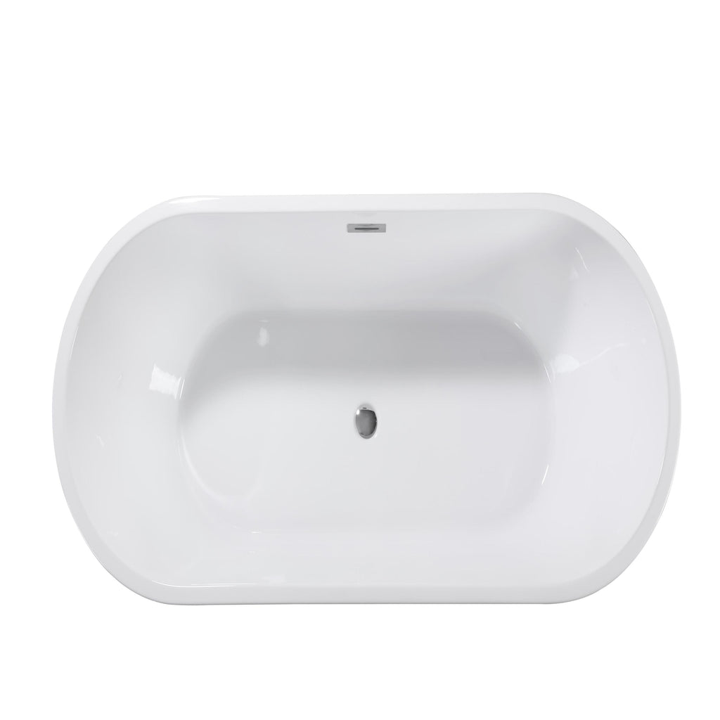 KZG 67-inch glossy white acrylic freestanding soaking bathtub with chrome toe-tap drain — image 1