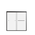 Matte black semi-frameless bypass bathtub door with tempered glass panels — image 1