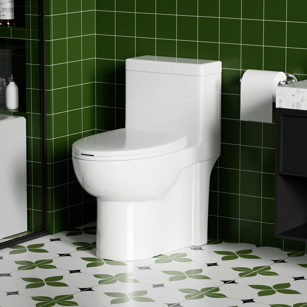 KZG gloss white elongated one-piece toilet with ADA comfort height — image 4