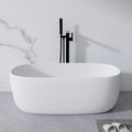 KZG 51 inch freestanding soaking bathtub in matte white solid surface — image 1