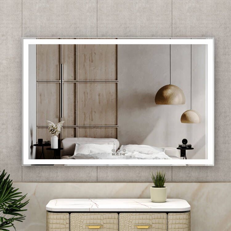 KZG 60 x 40 in. oversized LED bathroom mirror with aluminum frame and 3 color modes — image 7