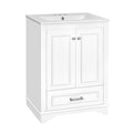 KZG 24 in. modern white bathroom vanity with ceramic sink and soft-closing doors — image 1