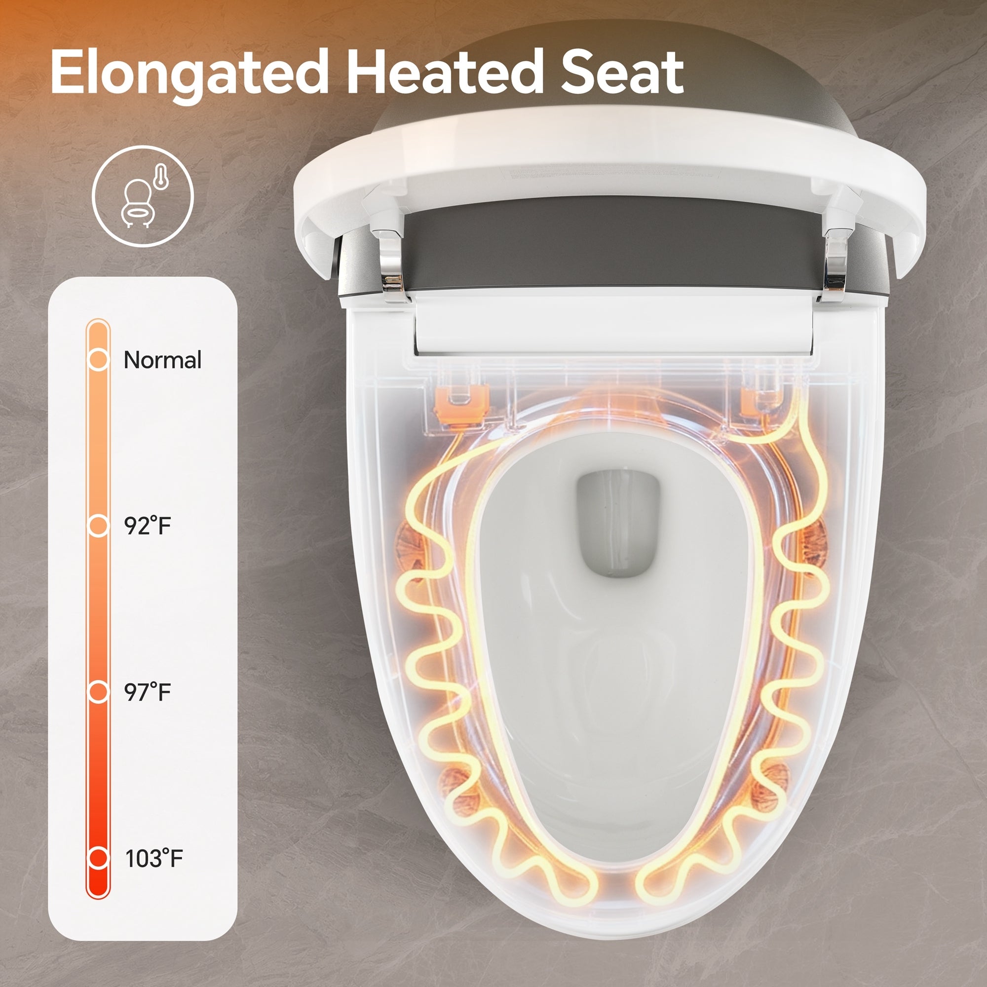 Elongated ADA-height smart bidet toilet with heated seat — image 5