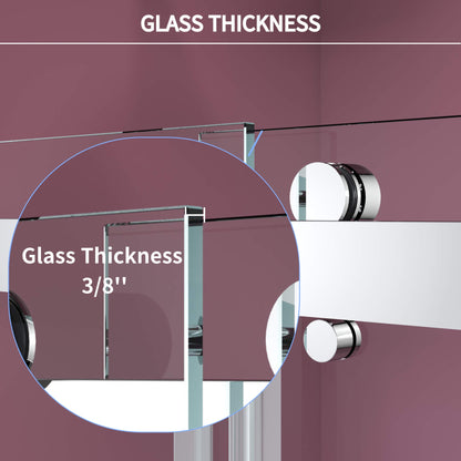 Double Sliding Frameless Shower Door with Clear 3/8 in. Glass