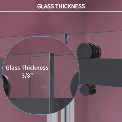 Double Sliding Frameless Shower Door with Clear 3/8 in. Glass