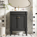 Matte black bathroom vanity with ceramic basin, 24 inches — image 2
