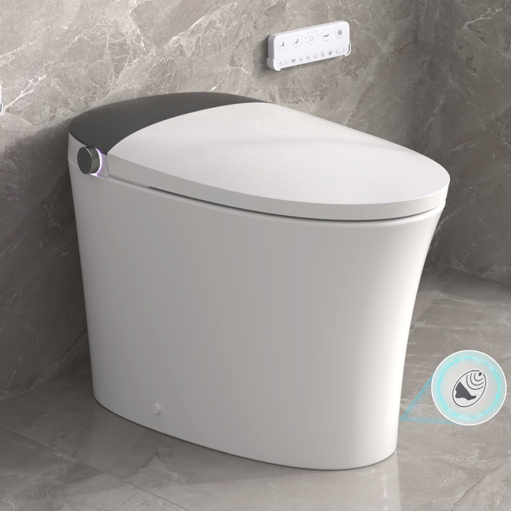 Elongated ADA-height smart bidet toilet with heated seat — image 1