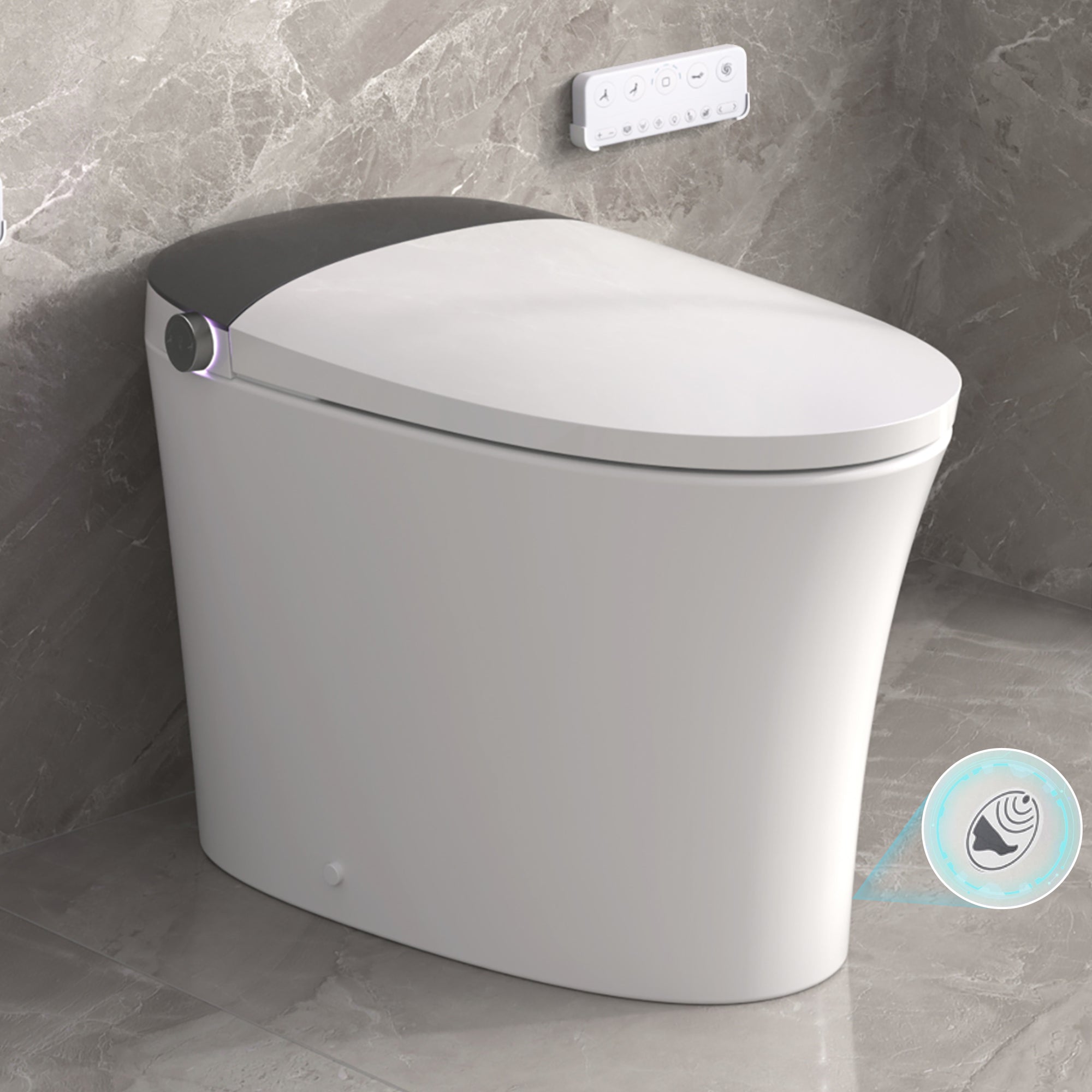 Elongated ADA-height smart bidet toilet with heated seat — image 1