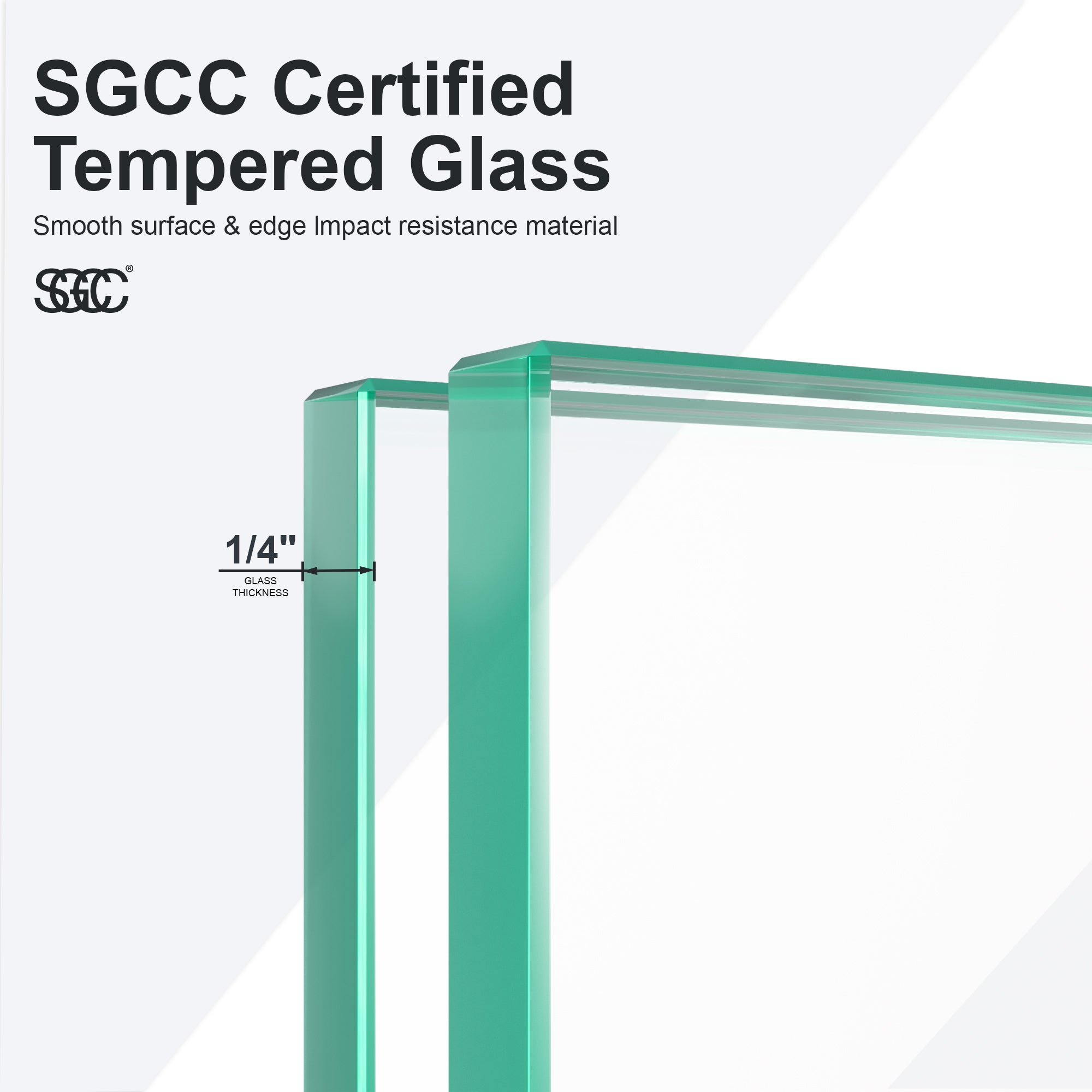 KZG matte black semi-frameless double sliding shower door with SGCC tempered glass, 44-48 in. width x 72 in. height — image 6