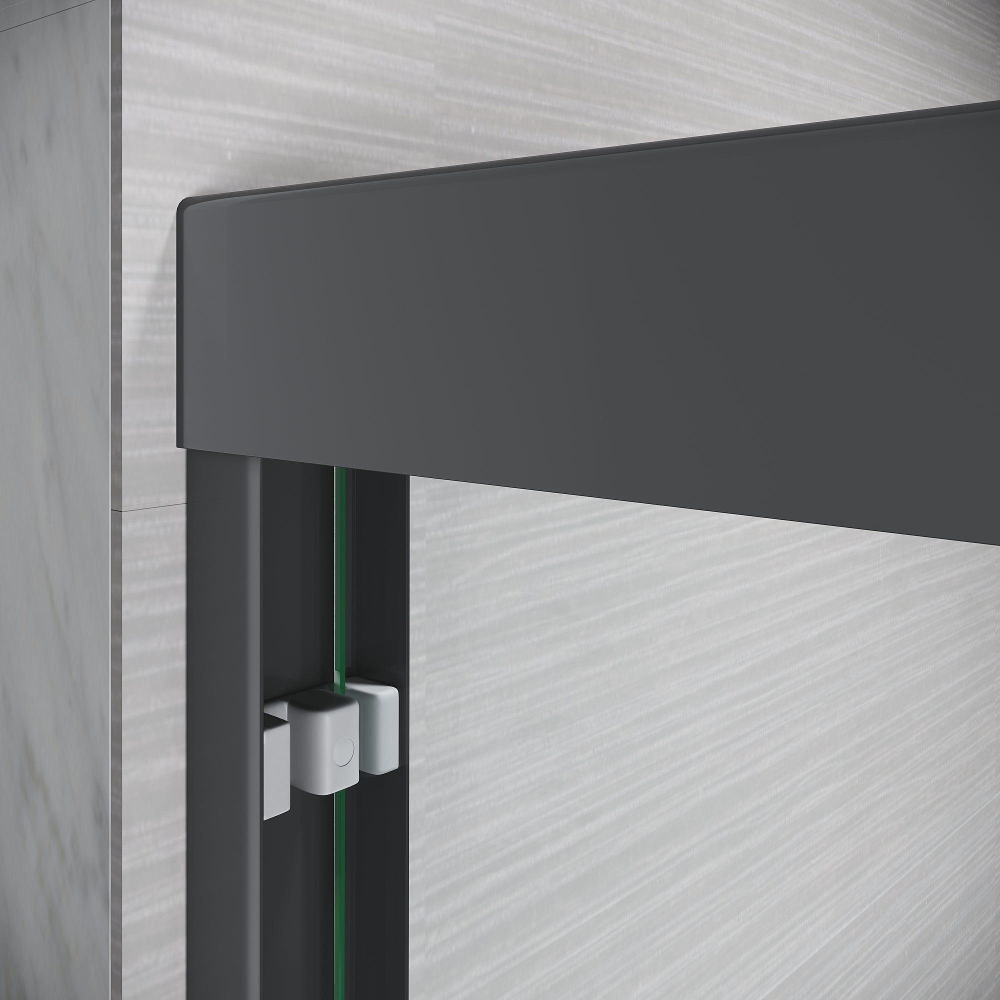 Matte black semi-frameless sliding shower door with clear tempered glass — image 6