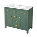 KZG 36in modern green bathroom vanity with ceramic sink and soft-close doors — image 1
