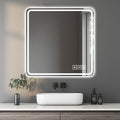 Dimmable LED bathroom mirror with anti-fog silver glass — 36 in. square — image 2