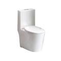 KZG Glossy White Tornado one-piece toilet with dual flush and soft-close seat in ADA height — image 1