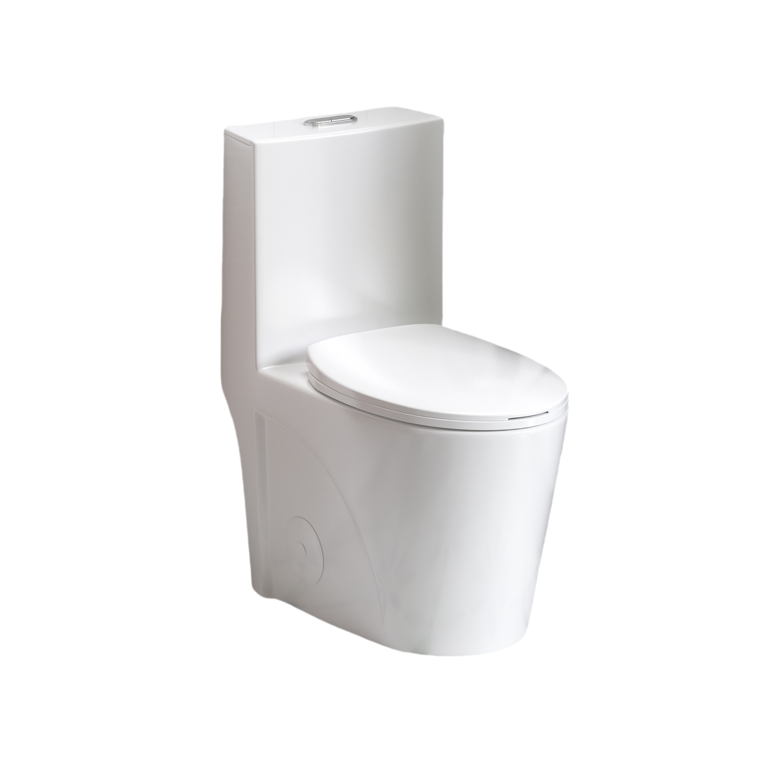 KZG Glossy White Tornado one-piece toilet with dual flush and soft-close seat in ADA height — image 1