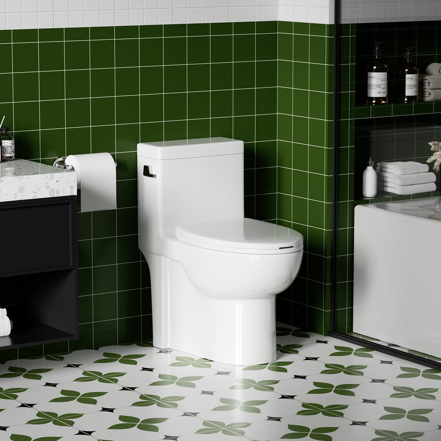 KZG gloss white elongated one-piece toilet with ADA comfort height — image 2