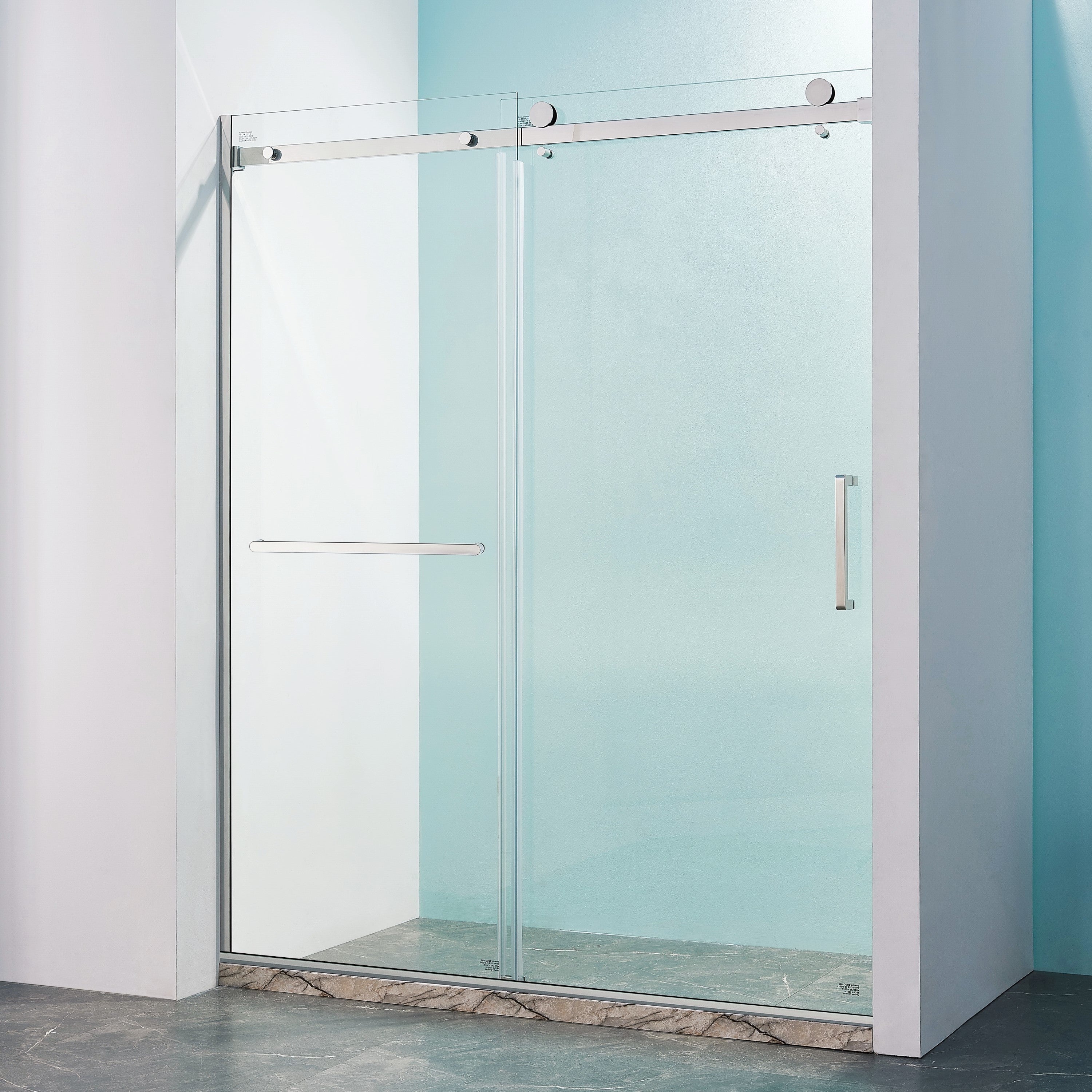 KZG 56-60 in. semi-frame single sliding shower door in brushed nickel with 8mm tempered glass — image 1