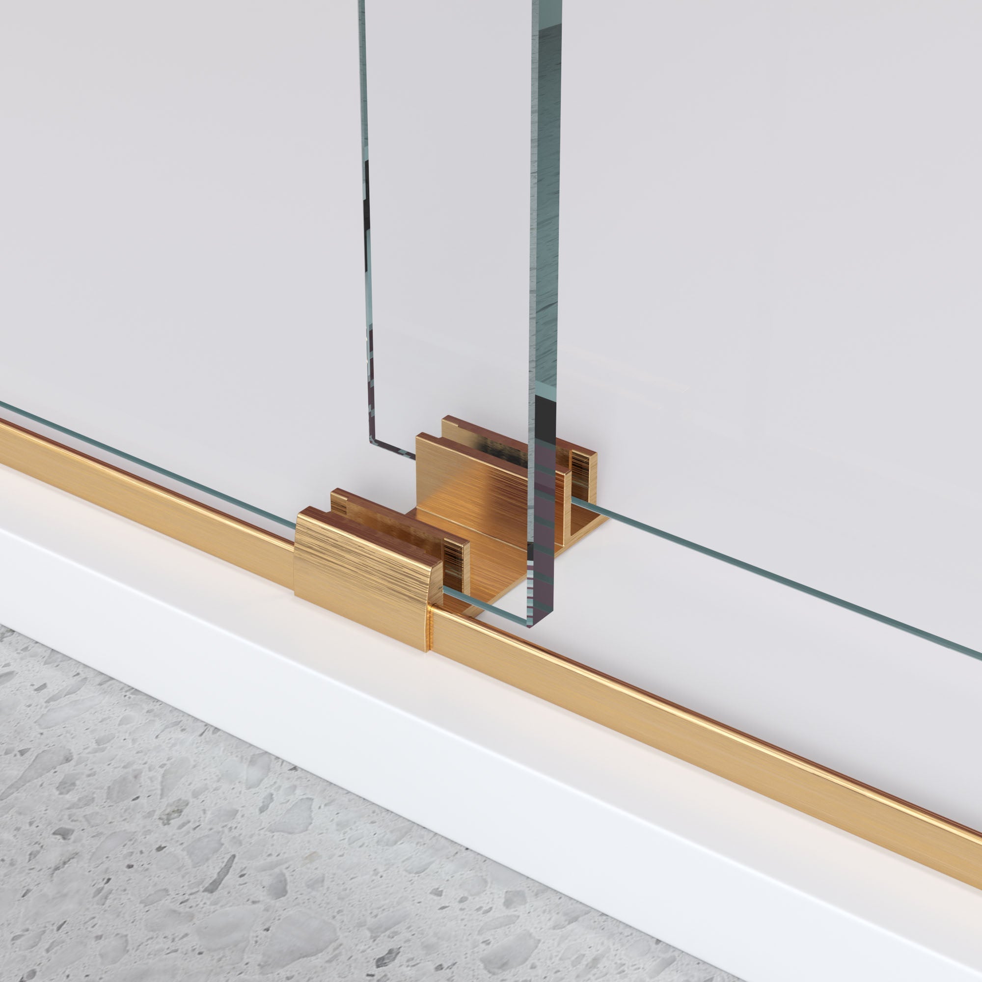 Frameless double sliding shower door with clear tempered glass — image 6