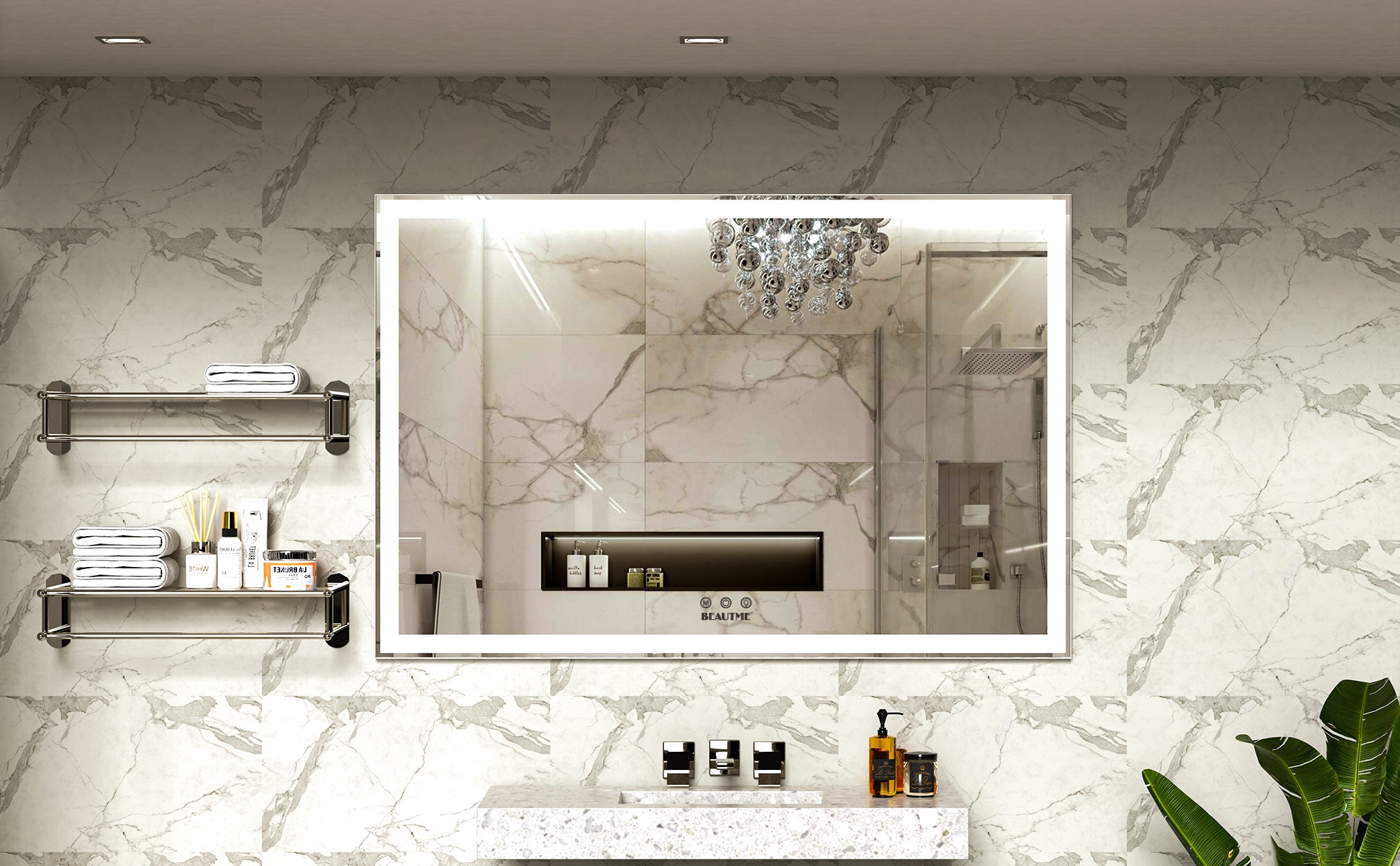 KZG 60 x 40 in. oversized LED bathroom mirror with aluminum frame and 3 color modes — image 3