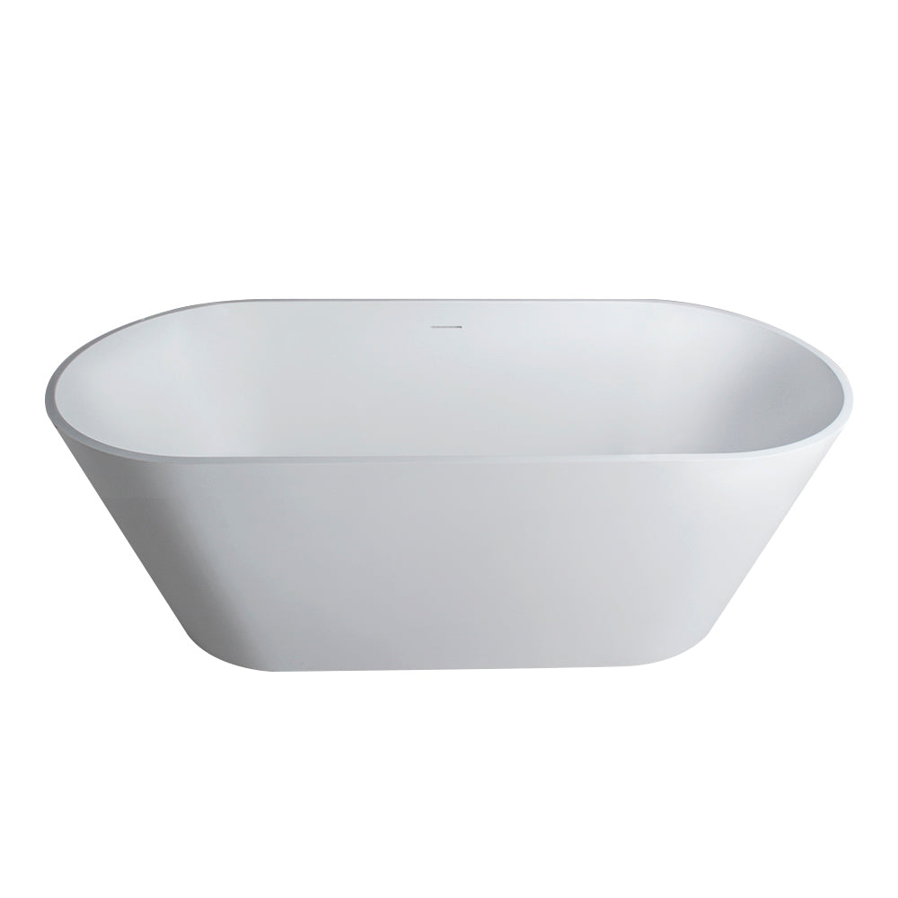 KZG 67-inch freestanding soaking bathtub in matte white solid surface — image 4