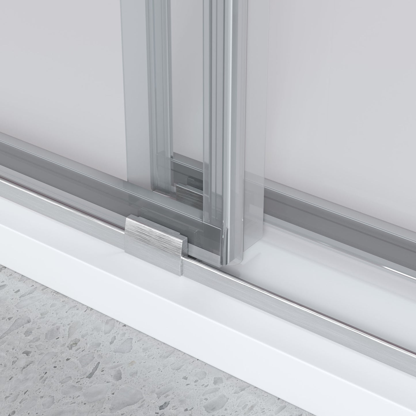 Double Sliding Frameless Shower Door with Clear 3/8 in. Glass