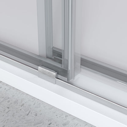 Double Sliding Frameless Shower Door with Clear 3/8 in. Glass