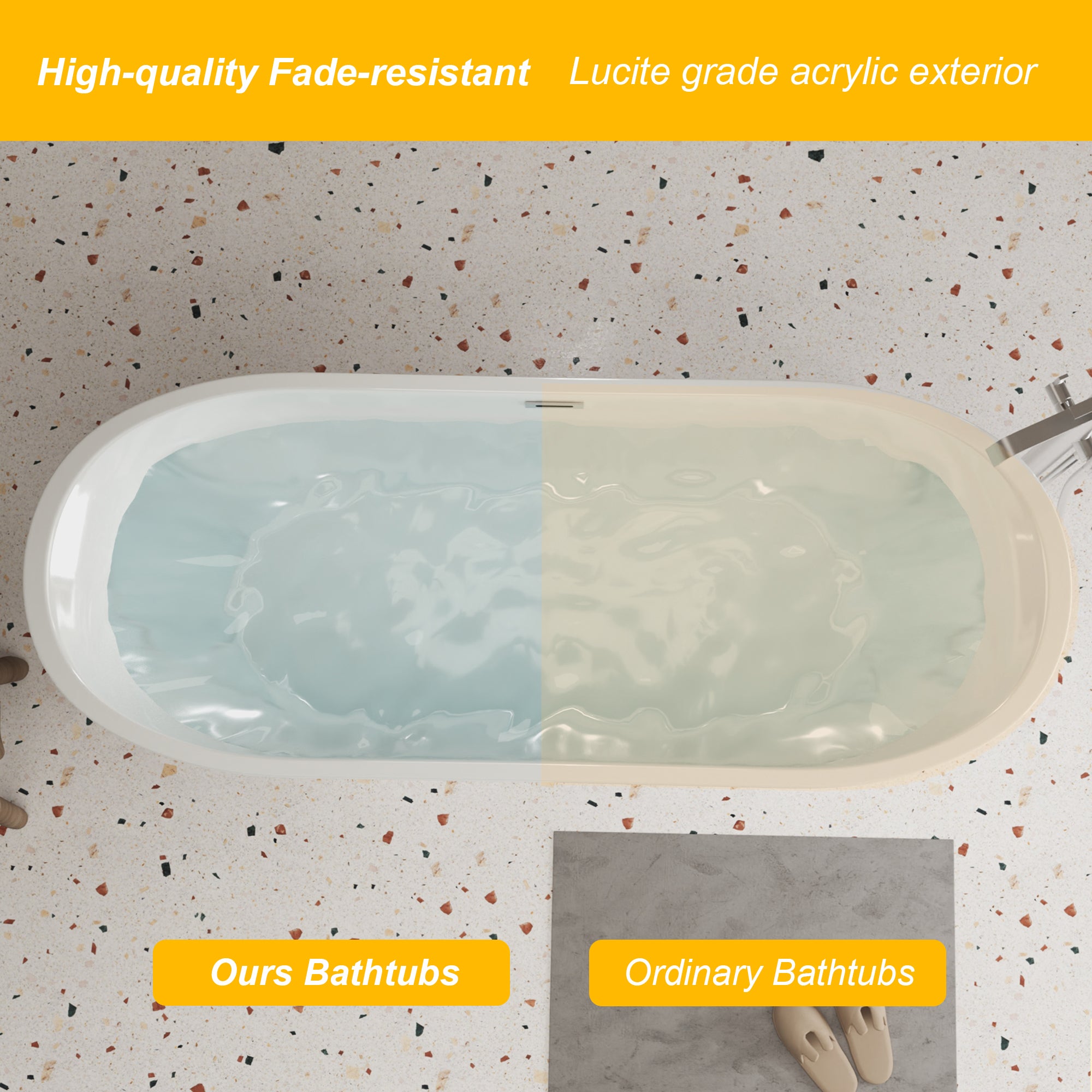 KZG 59-inch oval freestanding acrylic soaking tub in gloss white with chrome overflow and pop-up drain — image 6