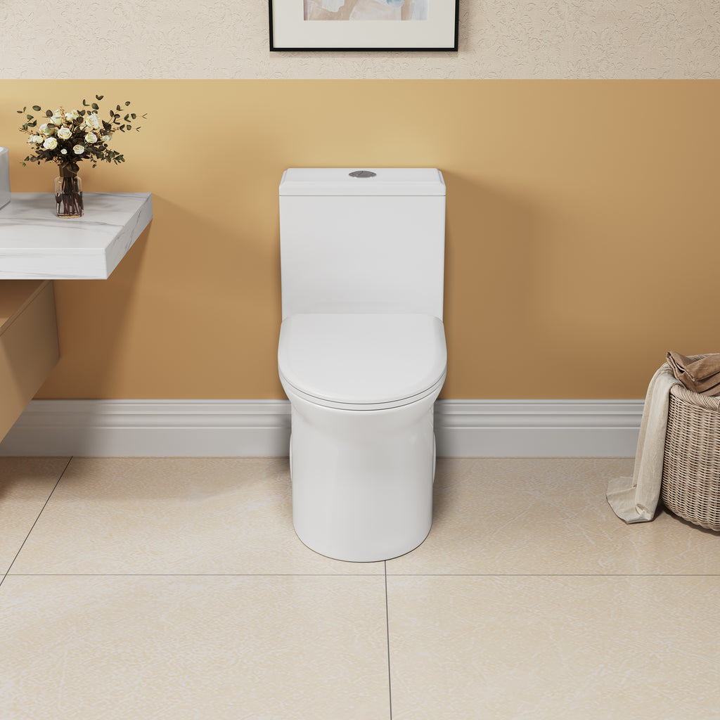 KZG elongated comfort height one-piece toilet in white ceramic with soft close seat — image 3