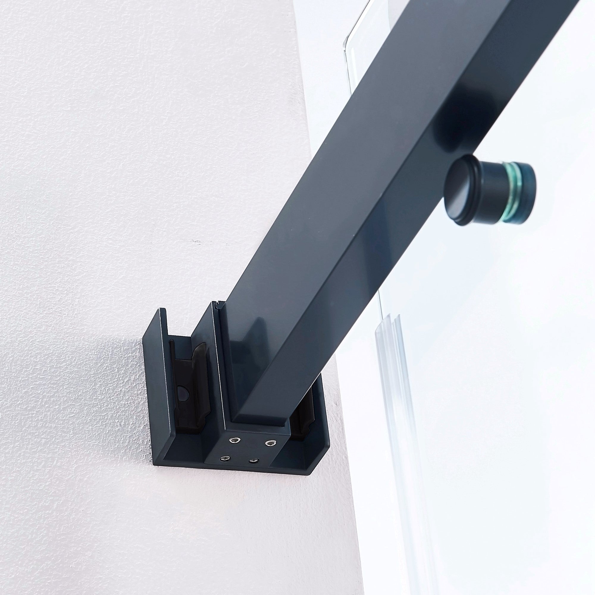 KZG 56-60 in. frameless double sliding tub shower door, matte black stainless steel with clear tempered glass — image 4