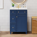 Blue vanity cabinet with ceramic sink, 24-inch width — image 2