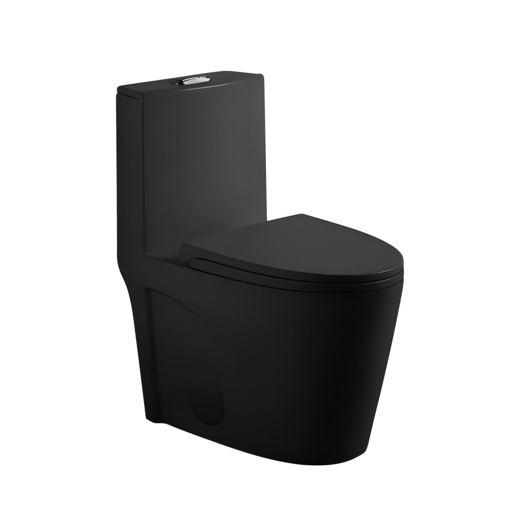 KZG matte black one-piece ceramic toilet with Tornado Flush and dual flush system — image 1