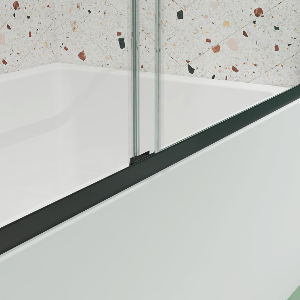 Matte black bypass sliding shower door with tempered glass — image 5