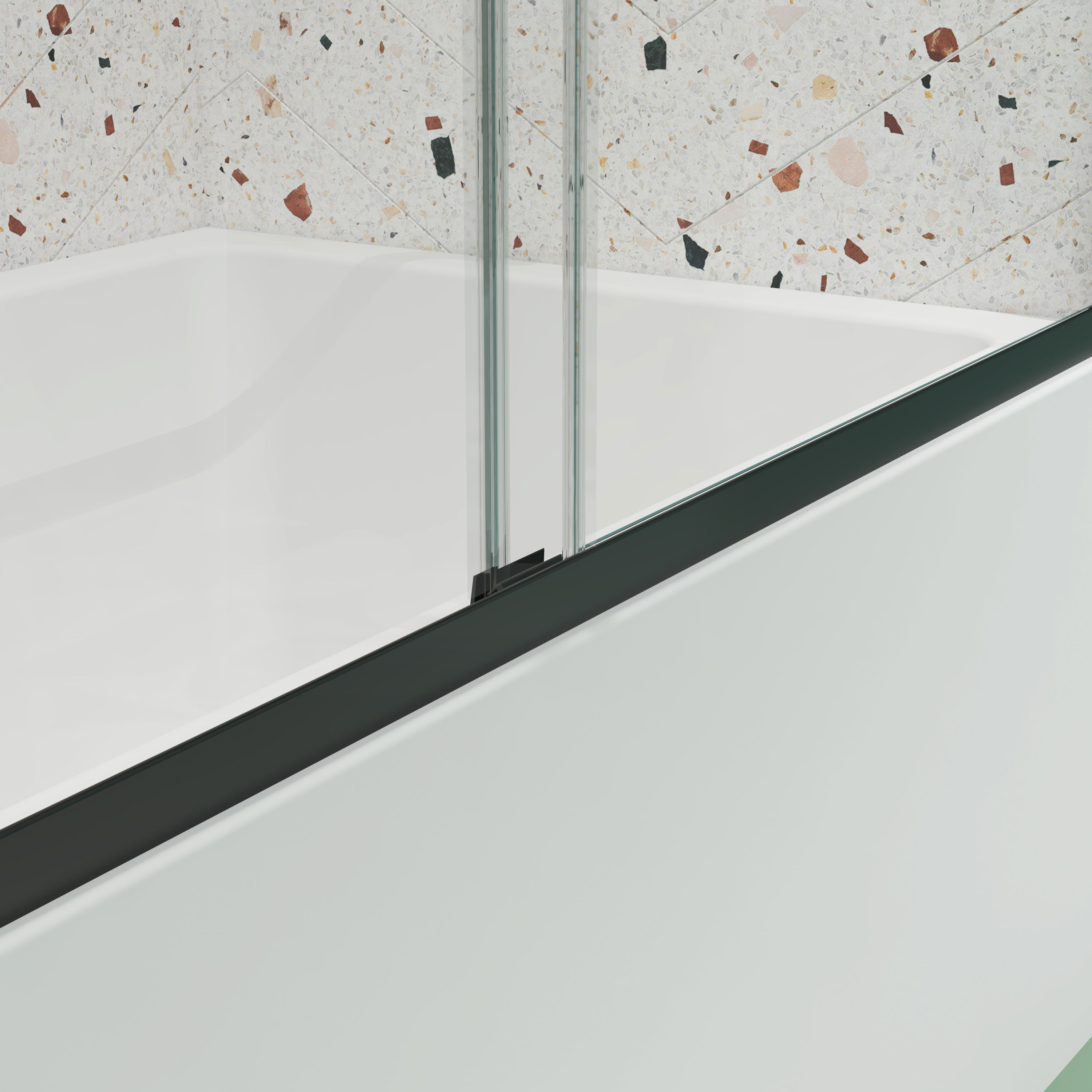 Matte black bypass sliding shower door with tempered glass — image 5