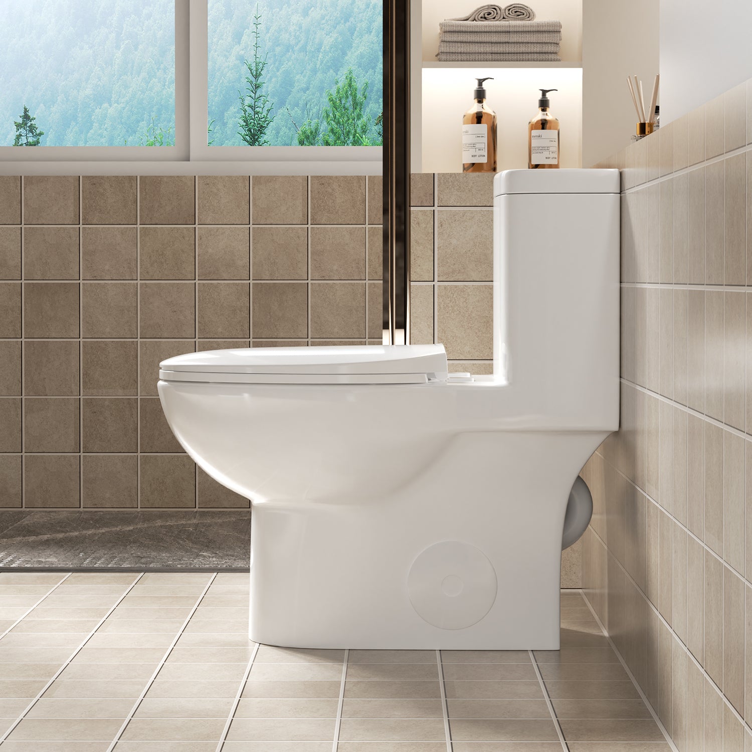 KZG Tornado Flush one-piece toilet in gloss white with ADA comfort height and dual flush — image 3