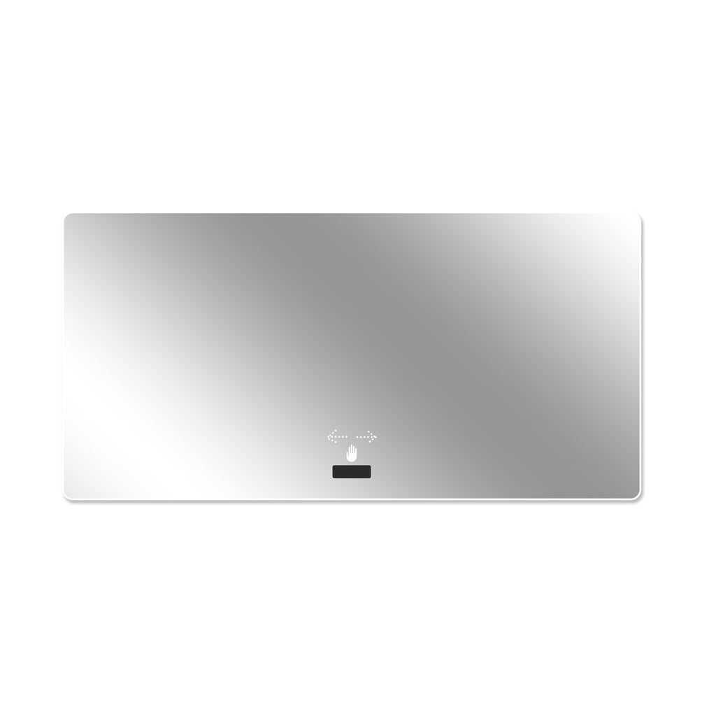 KZG 48x32 in. frameless LED backlit bathroom mirror with silver frame — image 1