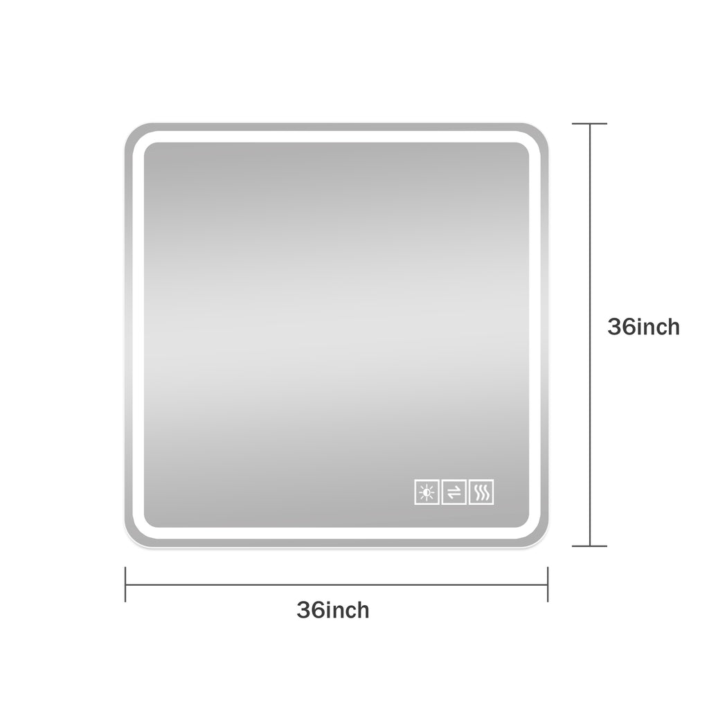KZG 36-inch LED bathroom mirror with anti-fog silver glass and tri-color lighting — image 3