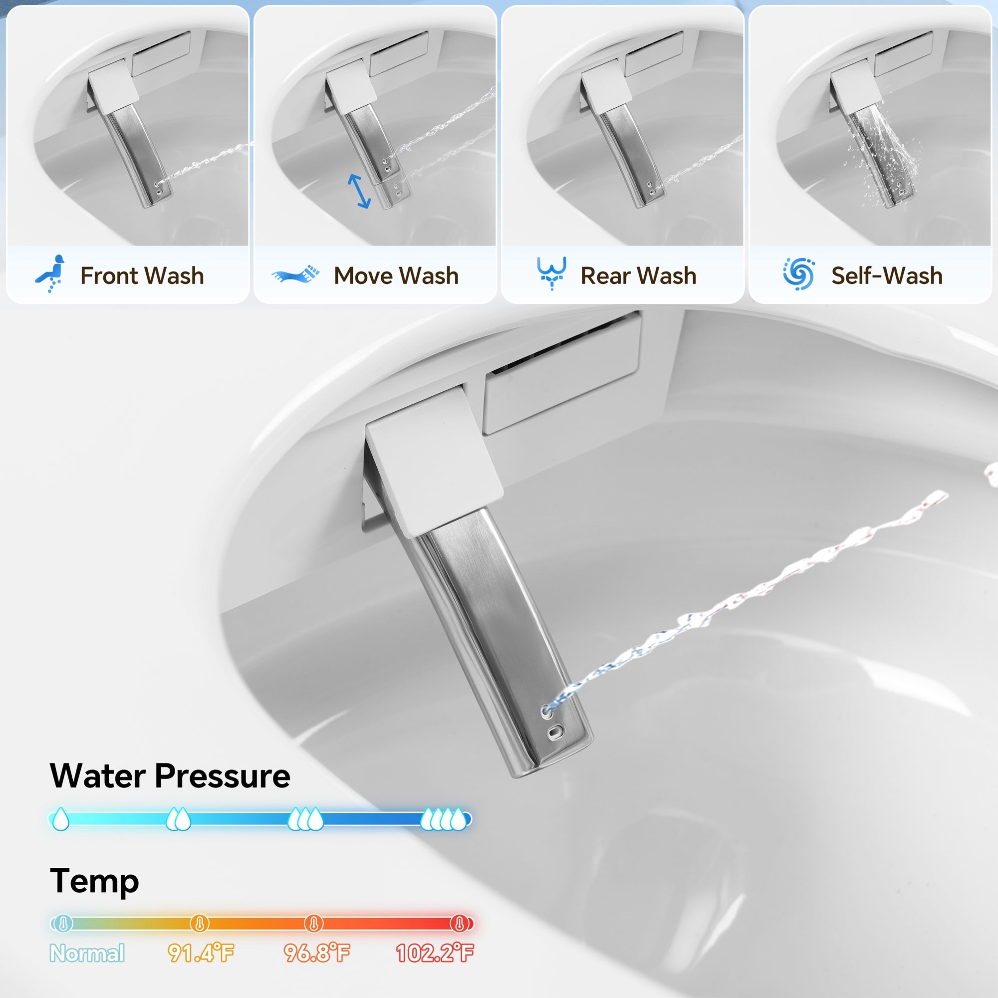 KZG elongated smart toilet with bidet, heated seat, and night light in white ceramic — image 4