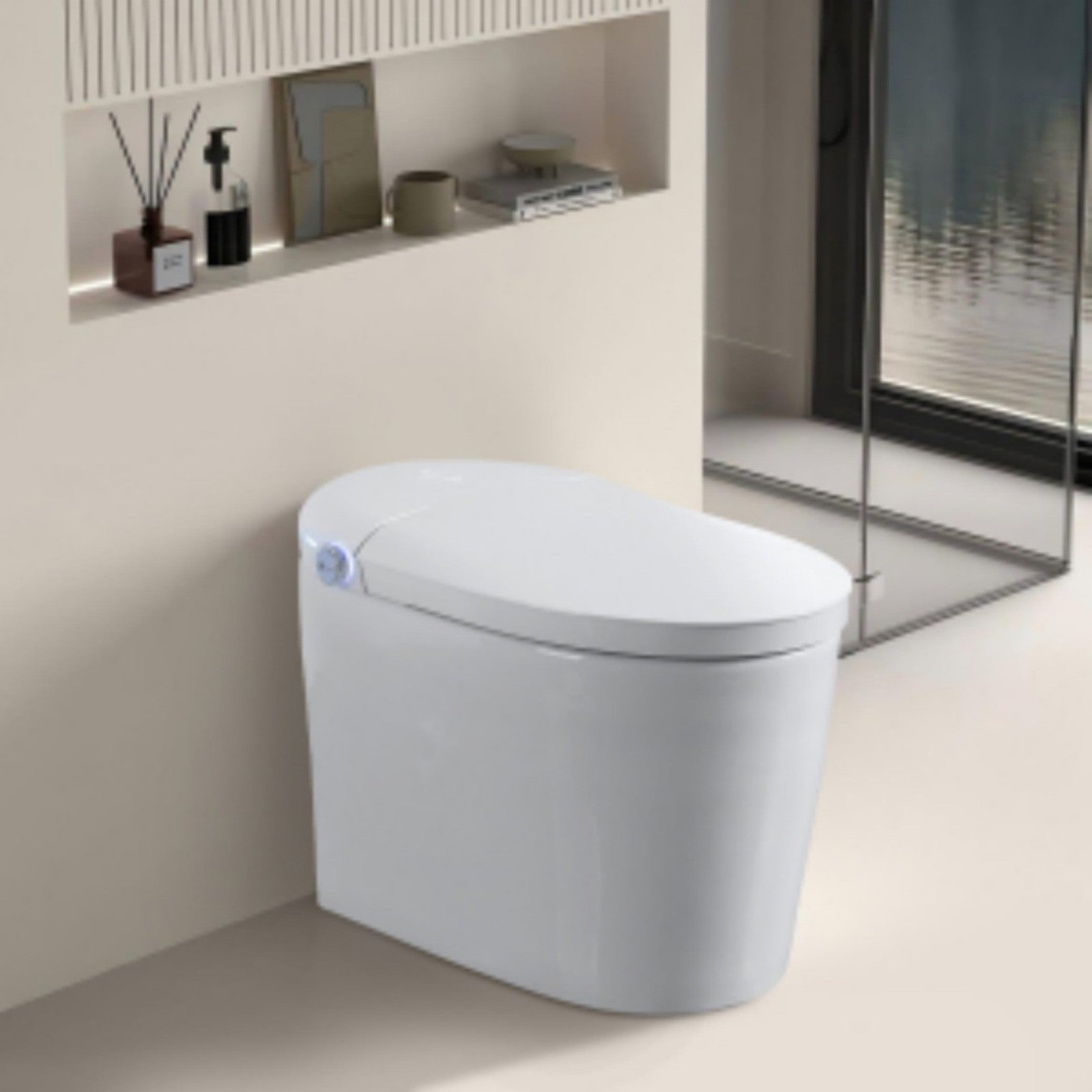 KZG modern white ceramic smart toilet with integrated bidet and heated seat — image 2