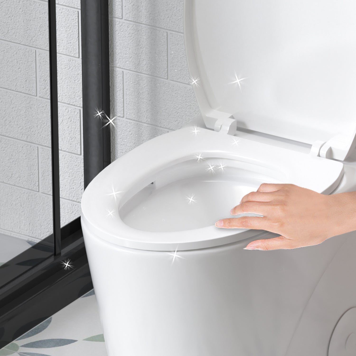 KZG Glossy White Tornado one-piece toilet with dual flush and soft-close seat in ADA height — image 6
