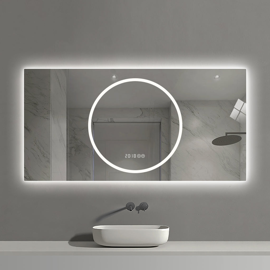KZG 48 x 24 inch antique silver LED vanity mirror with anti-fog and dimmable lights — image 6