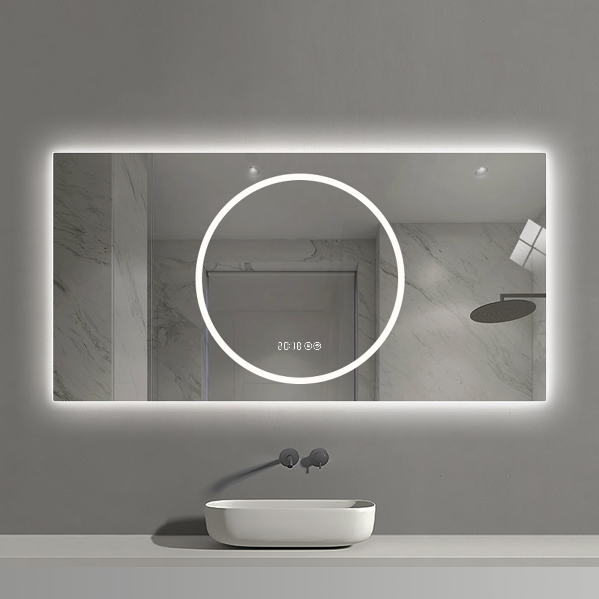 KZG 48 x 24 inch antique silver LED vanity mirror with anti-fog and dimmable lights — image 6