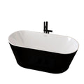 KZG 59-inch glossy black acrylic freestanding soaking tub with chrome drain — image 1