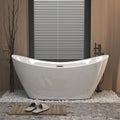 KZG modern acrylic freestanding soaking tub in gloss white with chrome overflow and drain — image 2