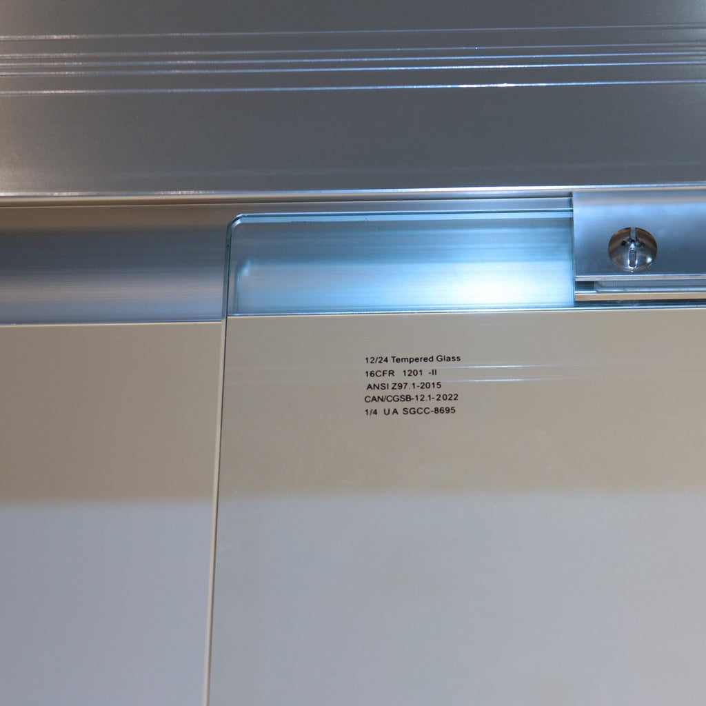 KZG 56-60 inch double sliding tub shower door in chrome aluminum with clear tempered glass — image 3