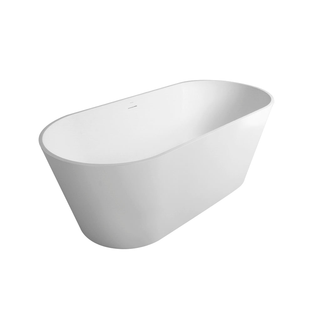 KZG 67-inch freestanding soaking bathtub in matte white solid surface — image 3