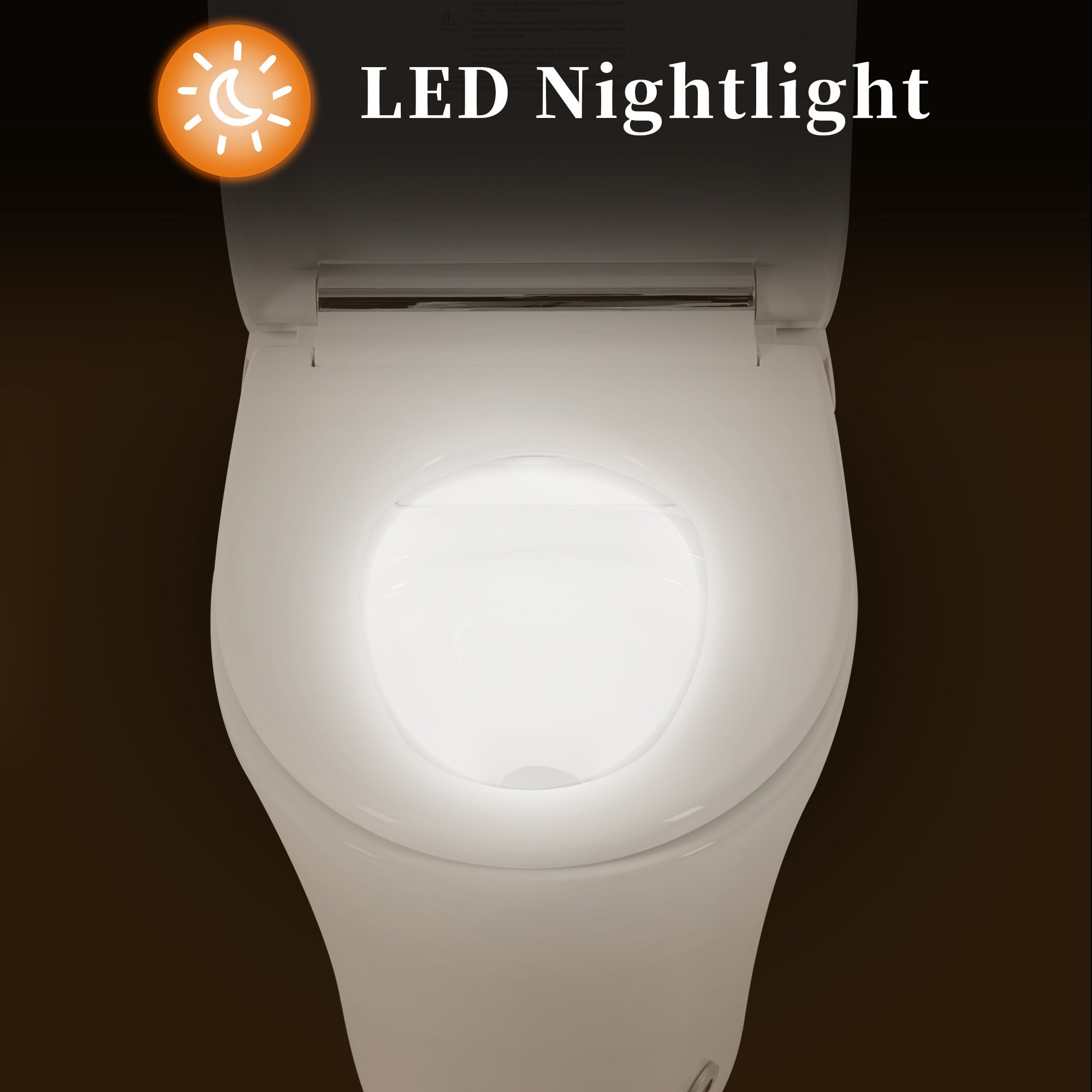 KZG smart elongated toilet with heated seat, foot sensor flush, and night light in white and silver — image 6