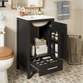 Black modern bathroom vanity with ceramic sink and soft-close drawers — image 2