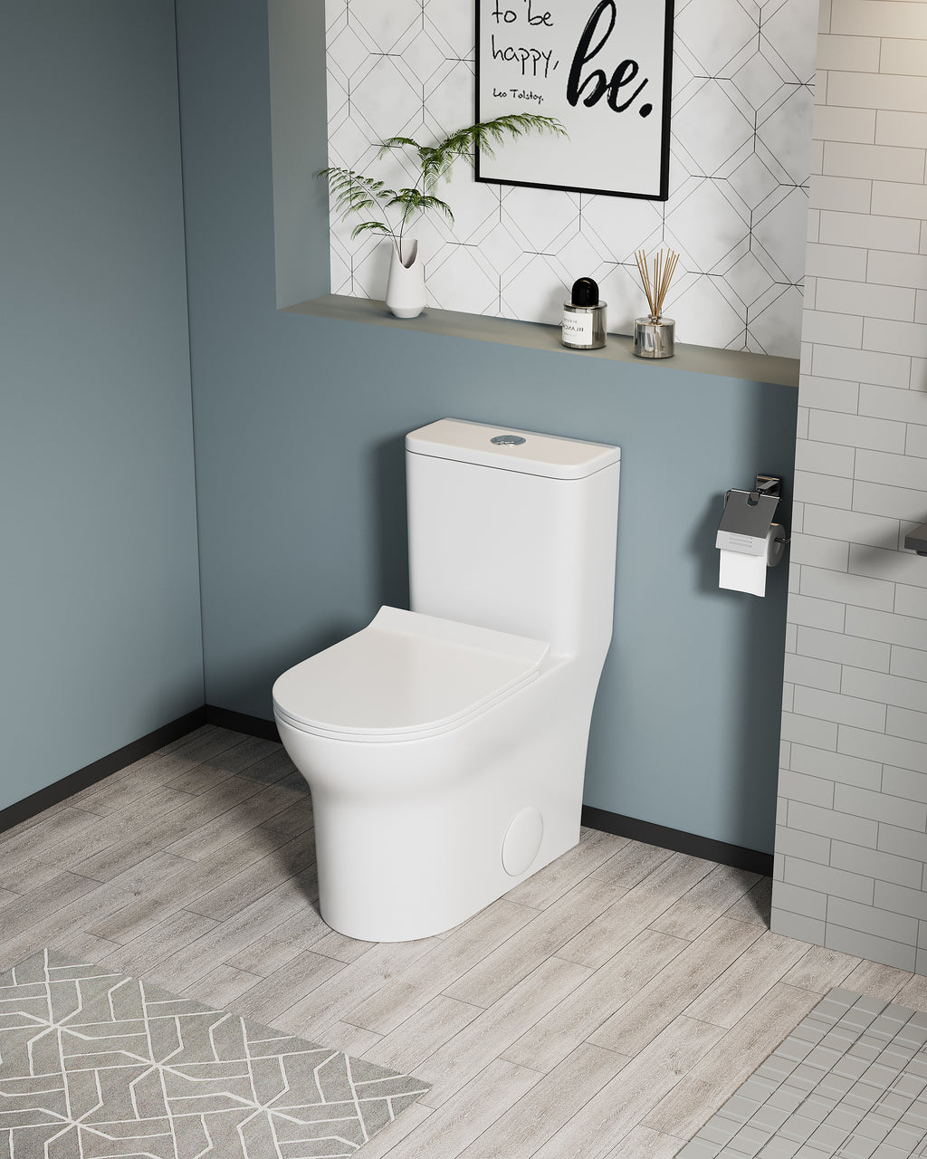 KZG elongated comfort height one-piece toilet in white ceramic with soft close seat — image 3