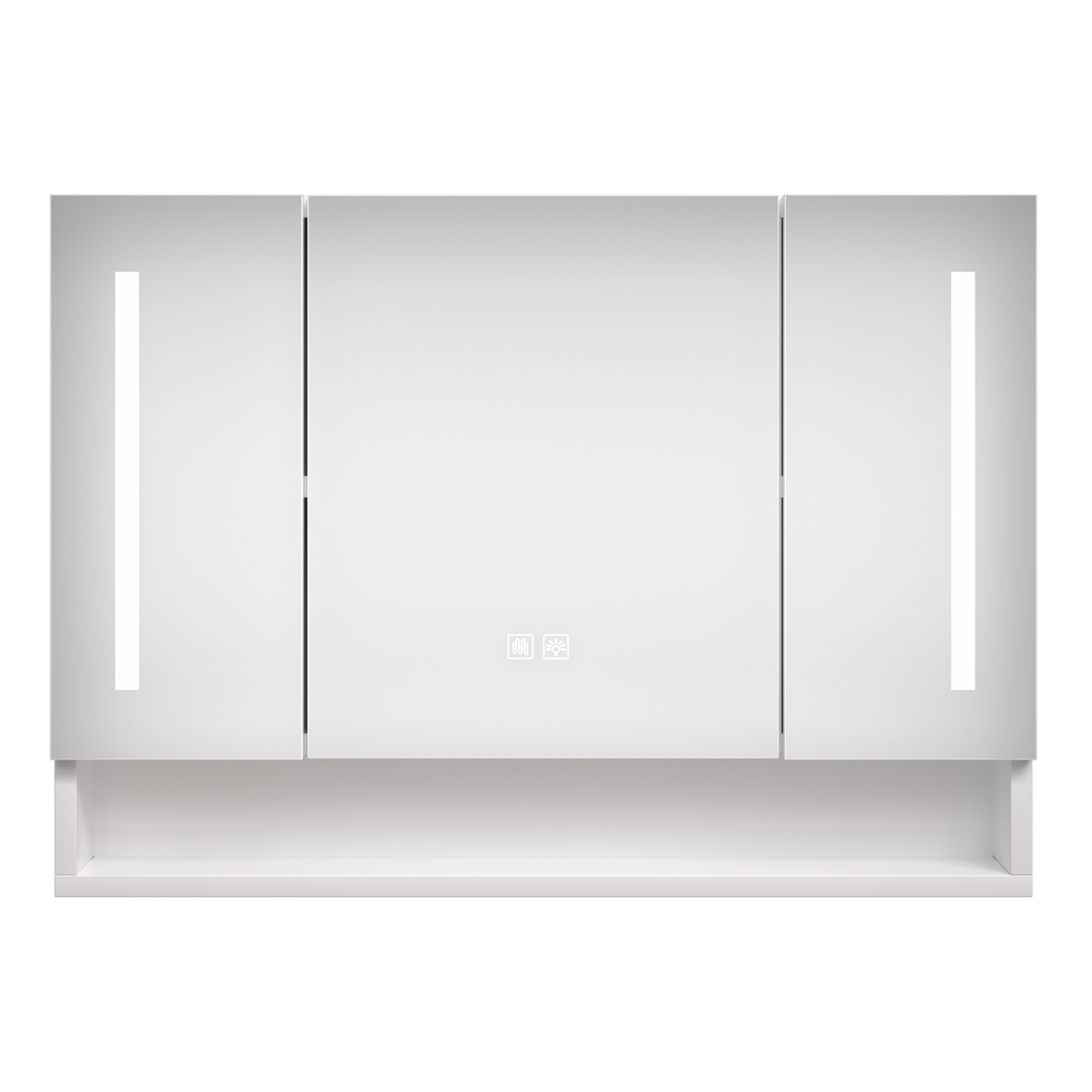 Modern white aluminum medicine cabinet with LED lighting and anti-fog mirror — image 3