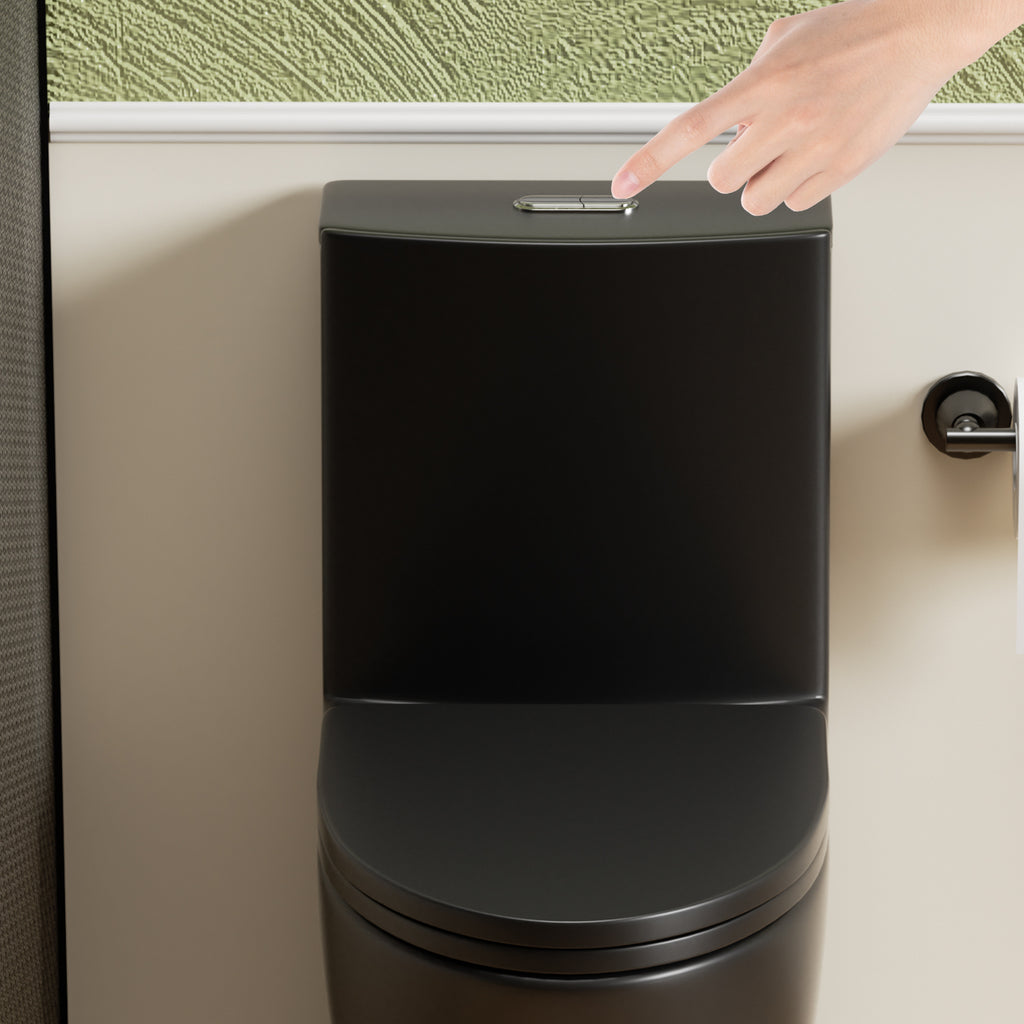 KZG matte black one-piece ceramic toilet with Tornado Flush and dual flush system — image 6