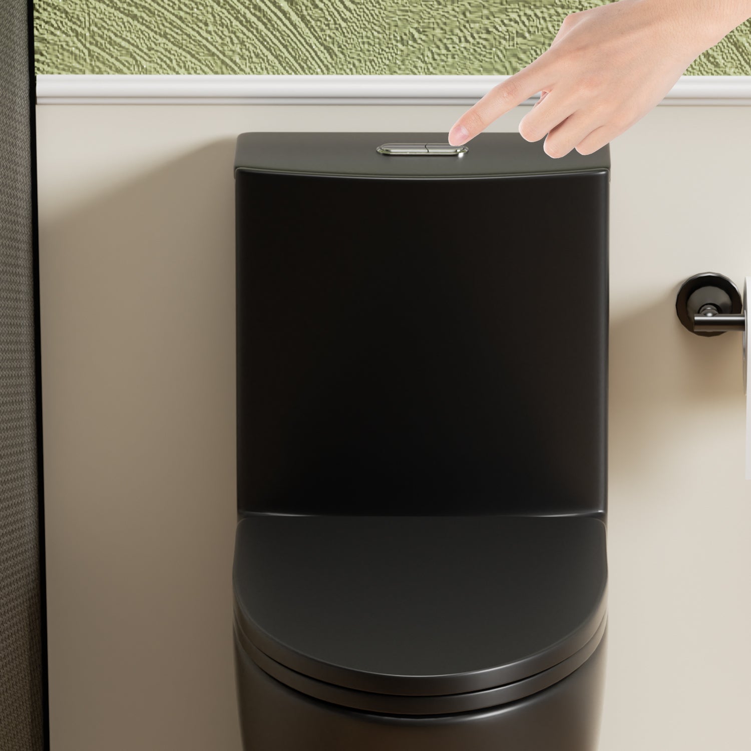 KZG matte black one-piece ceramic toilet with Tornado Flush and dual flush system — image 6